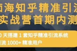 痴海知乎精准引流实战营1-2期，30天搭建1套知乎精准引流系统，引流1000 精准用户