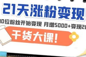 21天精准涨粉变现干货大课：从10位粉丝开始变现 月增4999