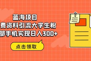 （6546期）蓝海项目，免费资料引流大学生粉一部手机实现日入300+