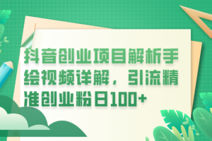 （6144期）抖音创业项目解析手绘视频详解，yin流精准创业粉日100+