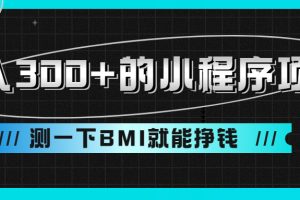 （6918期）日入300+的小程序项目，测一下BMI就能挣钱
