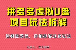 （6940期）拼多多虚拟U盘项目，保姆级拆解，可多店操作，一天1000左右！