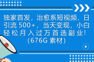（7087期）独家首发，治愈系短视频，日引流500+，当天变现，小白轻松月入过万首选…