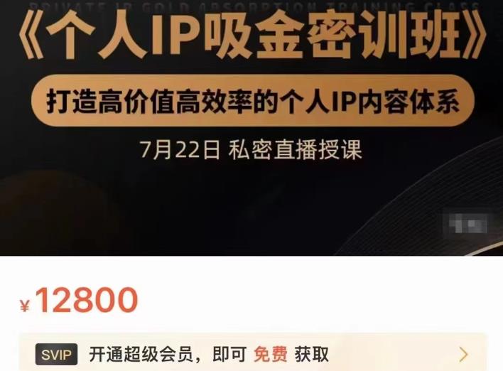 桔子会个人IP吸金密训班，打造高价值高效率的个人IP内容体系（价值12800元）