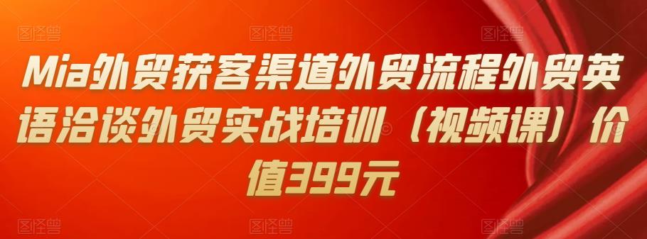 Mia外贸获客渠道外贸流程外贸英语洽谈外贸实战培训（视频课）价值399元