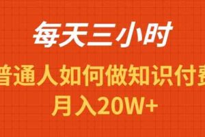 （9038期）每天操作三小时，如何做识付费项目月入20W+