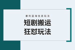 （9558期）【蓝海野路子】视频号玩短剧，搬运+连爆打法，一个视频爆几万收益！附搬…