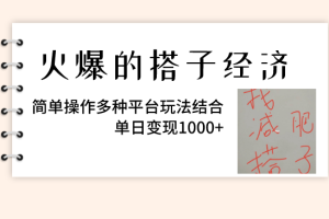 （82621期）火爆的搭子经济，简单操作多种平台玩法结合，单日变现1000+
