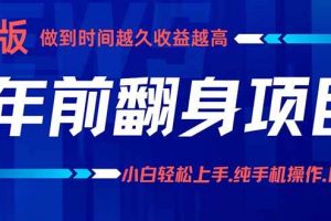 （16017期）年前翻身项目，新手小白月入3w+，纯手机一条龙实操玩法