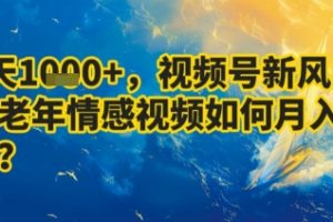 7天收益1k+,视频号新风口:中老年情感视频如何月入过W?