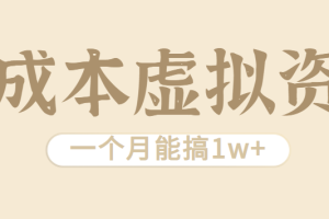 相当暴利的虚拟资源项目,无需成本一个月能搞1w+